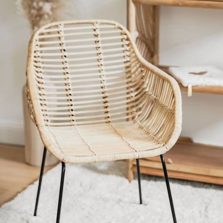 Fauteuil enfant en rotin et pieds métal - java Rotin blanchi 1 - vertbaudet enfant 