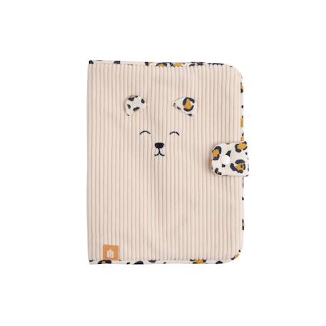 Protège carnet de santé en velours côtelé - leopard Ecru 1 - vertbaudet enfant 