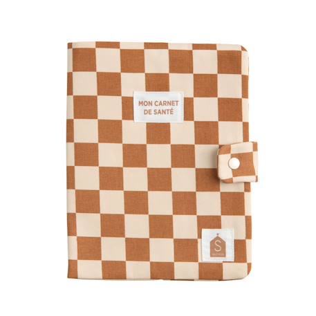Protège carnet de santé damier en coton - petit chou Caramel 1 - vertbaudet enfant 
