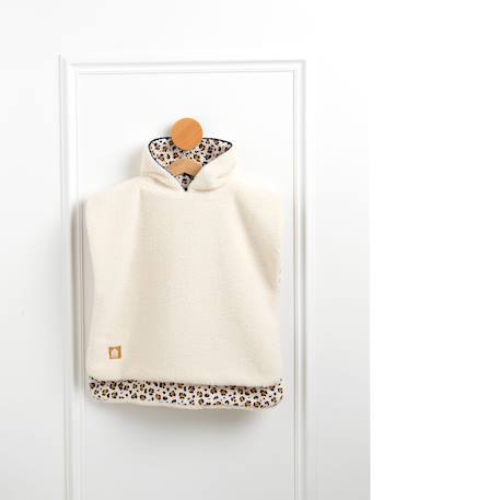Poncho bébé 1-3 ans sherpa et gaze de coton léopard Ecru 3 - vertbaudet enfant 