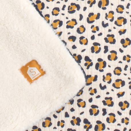 Couverture bébé léopard en gaze de coton et polaire - petit chou Ecru/noir+Ecru/rose 3 - vertbaudet enfant 