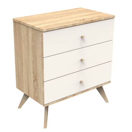Commode 3 tiroirs avec pieds bois - camille Vanille 2 - vertbaudet enfant 