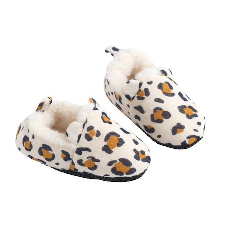 Chaussons bébé fourrés imprimé léopard - leopard Ecru 1 - vertbaudet enfant 