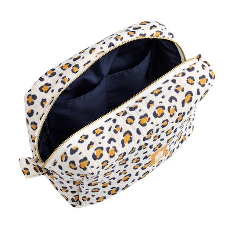 Trousse de toilette en gaze de coton imprimé léopard - leopard Ecru/noir+Ecru/rose 2 - vertbaudet enfant 