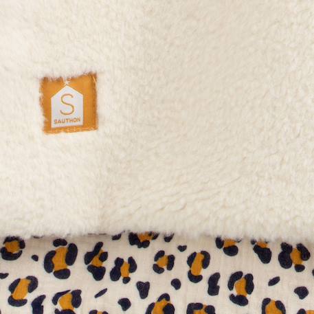 Poncho bébé 1-3 ans sherpa et gaze de coton léopard Ecru 4 - vertbaudet enfant 