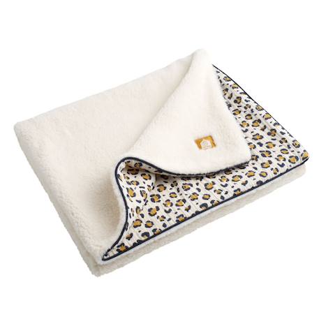 Couverture bébé léopard en gaze de coton et polaire - petit chou Ecru/noir+Ecru/rose 1 - vertbaudet enfant 
