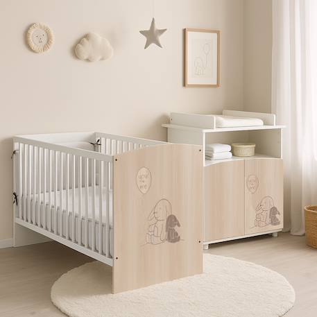 Commode à langer 2 portes et une niche décor bois - lapinou Beige 2 - vertbaudet enfant 