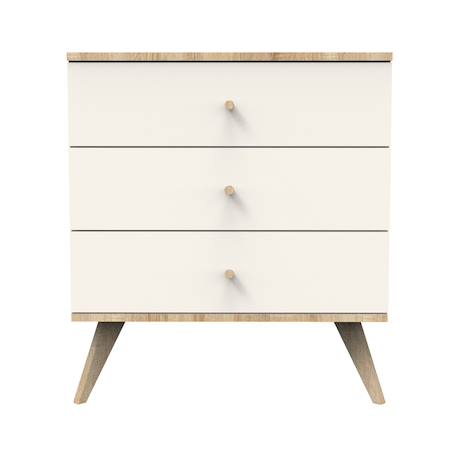 Commode 3 tiroirs avec pieds bois - camille Vanille 1 - vertbaudet enfant 