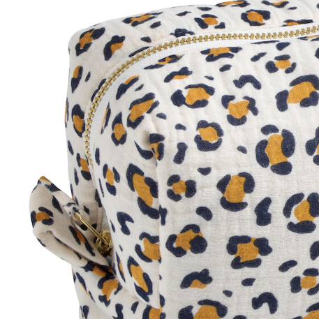 Trousse de toilette en gaze de coton imprimé léopard - leopard Ecru/noir+Ecru/rose 4 - vertbaudet enfant 
