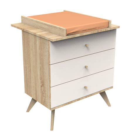 Commode 3 tiroirs avec pieds bois - camille Vanille 3 - vertbaudet enfant 