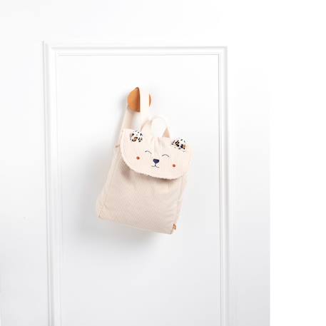 Sac à dos maternelle en velours côtelé avec oreilles Ecru 2 - vertbaudet enfant 