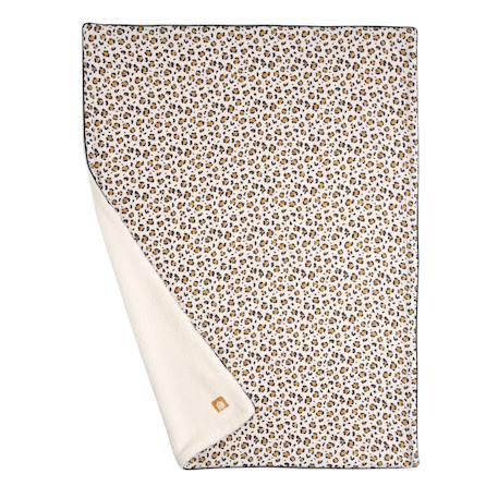 Couverture bébé léopard en gaze de coton et polaire - petit chou Ecru/noir+Ecru/rose 2 - vertbaudet enfant 