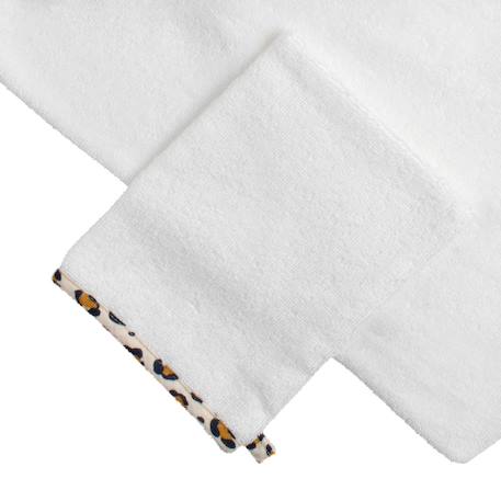 Cape de bain bébé en gaze de coton et gant léopard - petit chou Ecru/noir+Ecru/rose 3 - vertbaudet enfant 