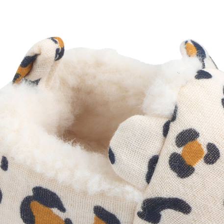 Chaussons bébé fourrés imprimé léopard - leopard Ecru 2 - vertbaudet enfant 