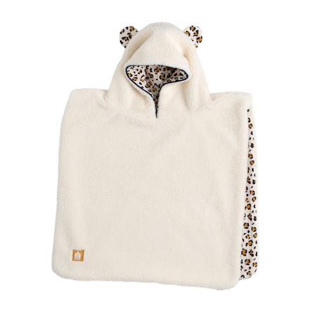 Poncho bébé 1-3 ans sherpa et gaze de coton léopard Ecru 1 - vertbaudet enfant 
