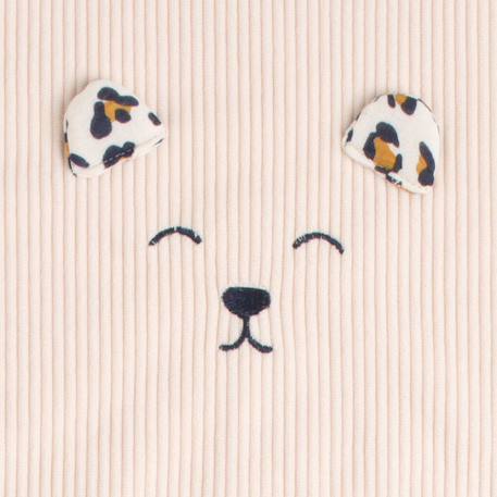 Couverture bébé en velours cotelé et polaire - leopard Ecru 3 - vertbaudet enfant 