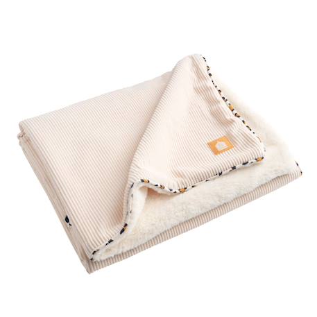 Couverture bébé en velours cotelé et polaire - leopard Ecru 2 - vertbaudet enfant 