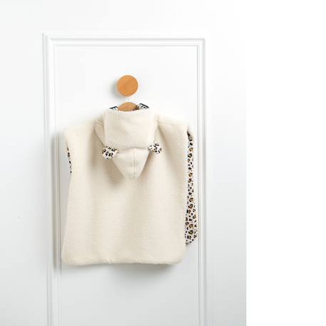 Poncho bébé 1-3 ans sherpa et gaze de coton léopard Ecru 2 - vertbaudet enfant 