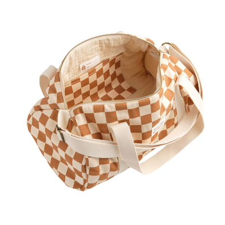 Sac bowling en coton imprimé carreaux Caramel 3 - vertbaudet enfant 