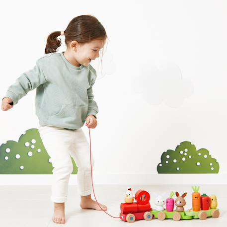 Train de la ferme à tirer en bois fsc Multicolore 6 - vertbaudet enfant 