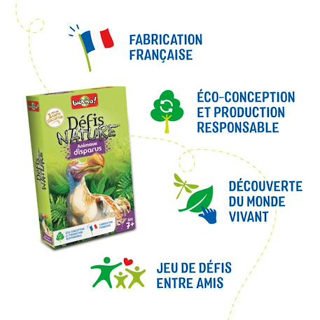 Jeu de cartes - défis nature -  animaux disparus -  fabriqué en france MULTICOLORE 6 - vertbaudet enfant 