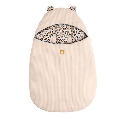 Nid d'ange bébé 5 attaches en velours côtelé et intérieur gaze de coton - leopard Ecru/noir 1 - vertbaudet enfant 