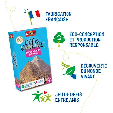 Jeu de cartes - défis nature -  monuments fabuleux -  fabriqué en france MULTICOLORE 6 - vertbaudet enfant 