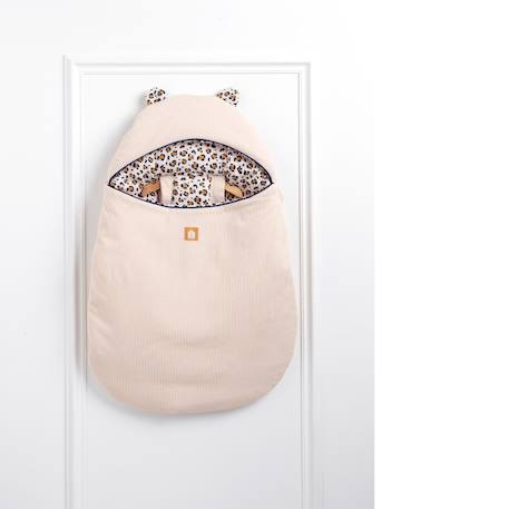 Nid d'ange bébé 5 attaches en velours côtelé et intérieur gaze de coton - leopard Ecru/noir 4 - vertbaudet enfant 