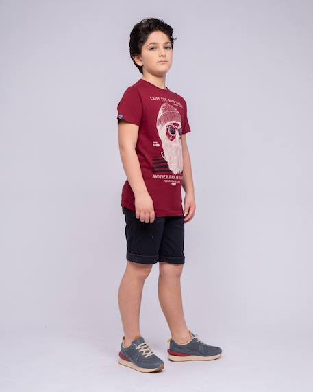 T-shirt col rond pur coton nobelix garçon Bordeaux 4 - vertbaudet enfant 