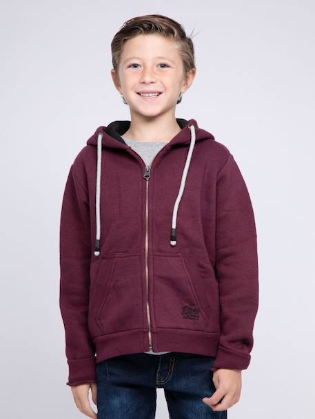 Sweat zippé capuche wamin garçon Beige+Gris clair+Kaki+Vert+Violet 17 - vertbaudet enfant 