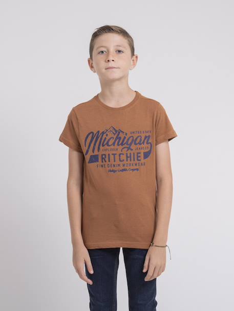 T-shirt col rond pur coton joultix garçon Antra+Bleu marine+Cognac 9 - vertbaudet enfant 