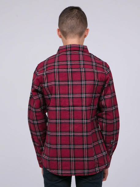 Chemise manches longues carreaux tamaro garçon Bordeaux+Marron 2 - vertbaudet enfant 