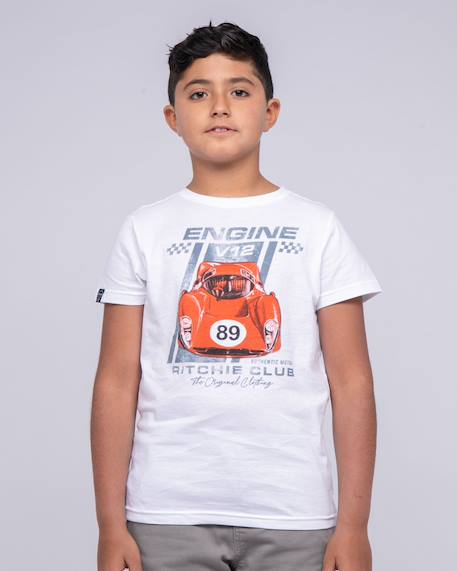 T-shirt col rond pur coton nitali garçon Blanc+Bleu marine+Gris 1 - vertbaudet enfant 