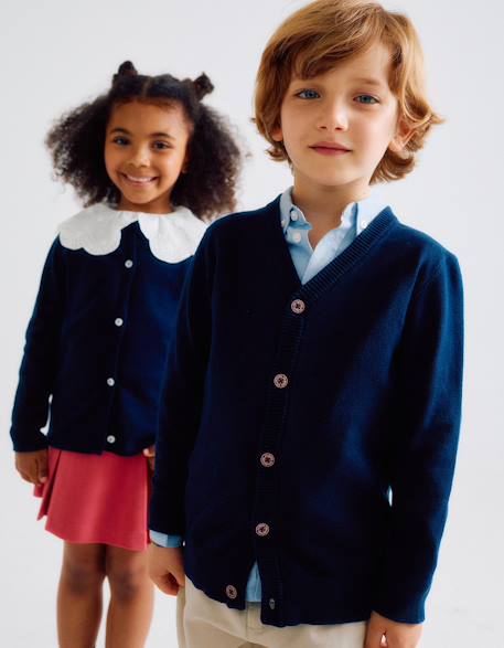 Gilet en maille brothers & sisters Bleu foncé 4 - vertbaudet enfant 