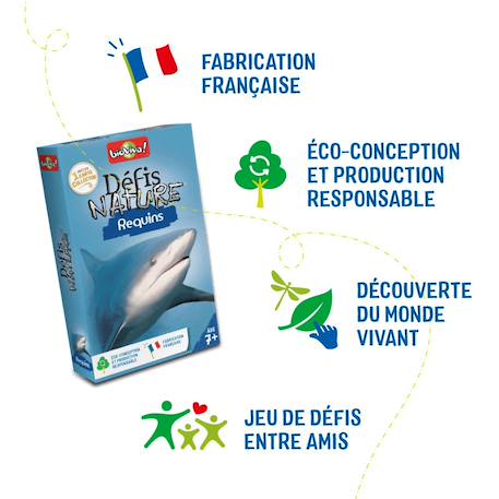 Jeu de cartes - défis nature -  requins -  fabriqué en france MULTICOLORE 6 - vertbaudet enfant 