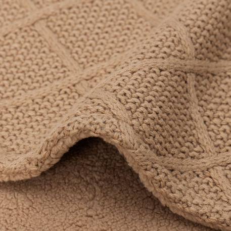 Couverture en tricot check knit oatmeal (75 x 100 cm) Beige+Marron+Marron foncé 15 - vertbaudet enfant 