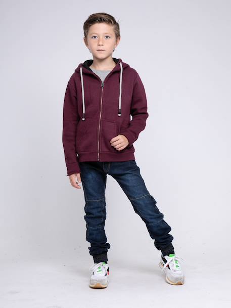 Sweat zippé capuche wamin garçon Beige+Gris clair+Kaki+Vert+Violet 20 - vertbaudet enfant 