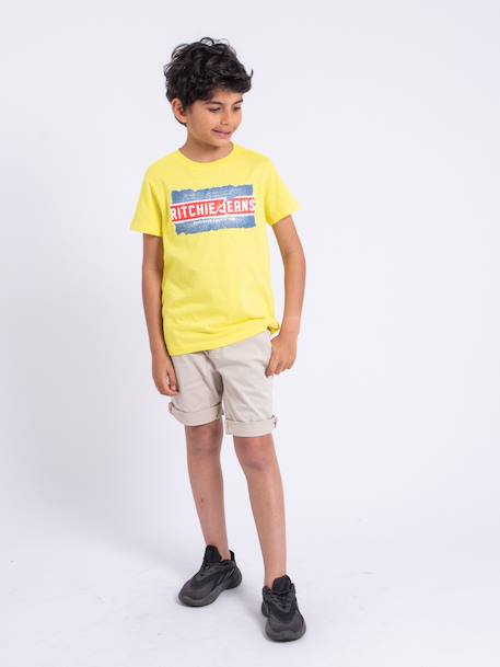 T-shirt manches courtes col rond pur coton nipeter garçon Blanc+Bleu marine+Jaune 12 - vertbaudet enfant 
