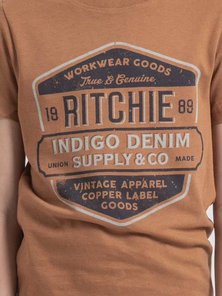T-shirt col rond pur coton jagny garçon Bleu marine+Cognac+Gris 7 - vertbaudet enfant 