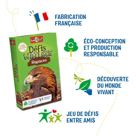 Jeu de cartes - défis nature -  rapaces -  fabriqué en france MULTICOLORE 6 - vertbaudet enfant 