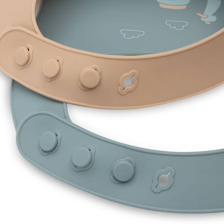 Lot de 2 bavoirs en silicone on the go Bleu, marron 2 - vertbaudet enfant 