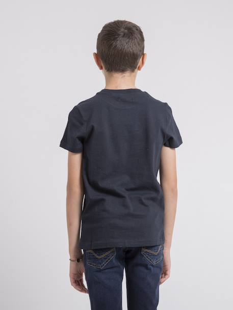 T-shirt col rond pur coton jagny garçon Bleu marine+Cognac+Gris 3 - vertbaudet enfant 