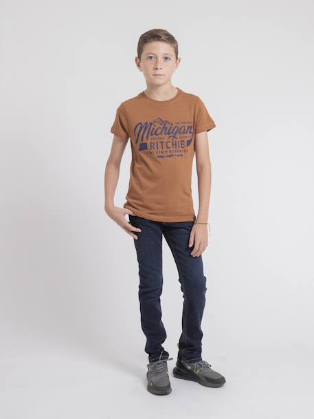 T-shirt col rond pur coton joultix garçon Antra+Bleu marine+Cognac 12 - vertbaudet enfant 