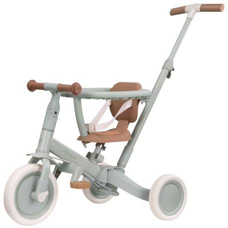 Tricycle évolutif pour bébé SHE - Gris 4 en 1 avec roues en caoutchouc
