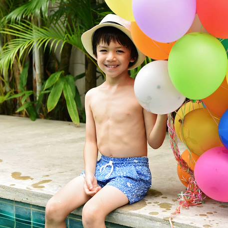 Short de bain  coton   et   swimboy Bleu roi blanc 5 - vertbaudet enfant 