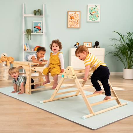 Cube d'escalade, triangle et toboggan montessori bois fsc® Marron 1 - vertbaudet enfant 