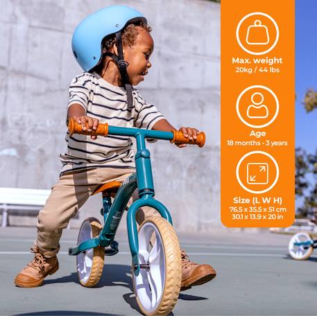 Draisienne junior, légère, équipée d'une double roue arrière Noir+Vert+Vert et maron 16 - vertbaudet enfant 