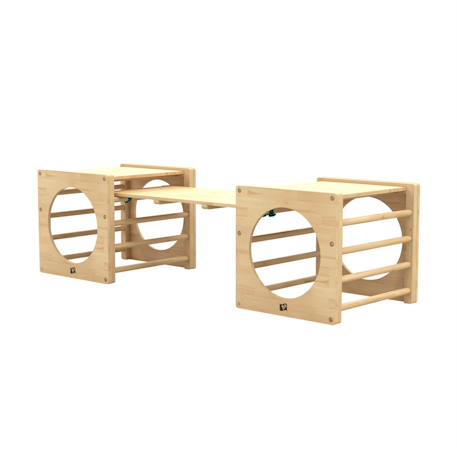 Cubes d'escalade x2 avec pont-toboggan montessori bois fsc® Marron 1 - vertbaudet enfant 