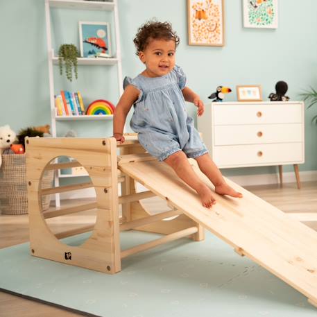 Cubes d'escalade x2 avec pont-toboggan montessori bois fsc® Marron 2 - vertbaudet enfant 