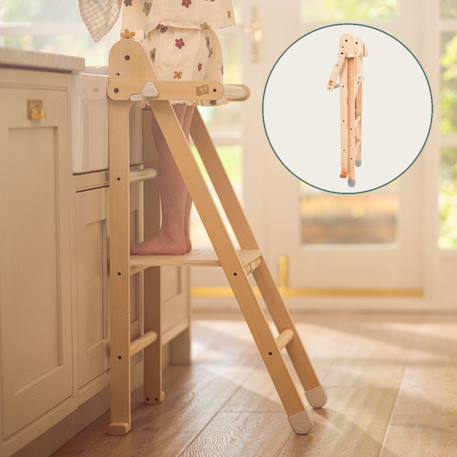 Tour d'apprentissage pliable montessori bois fsc® Marron - blanc 6 - vertbaudet enfant 